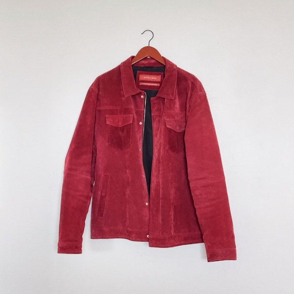 Zara Red Suede Leather Coat